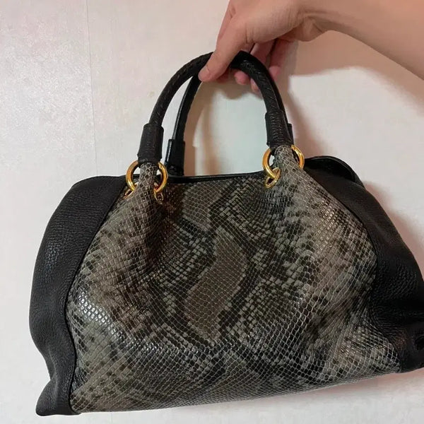 [BUNJANG] DAKS Python Pattern Convertible Tote Bag / 닥스 파이톤 토트겸 크로스가방