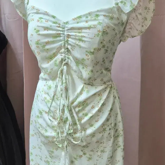 [BUNJANG] Floral Shirring Midi Dress / 프린팅 셔링 원피스