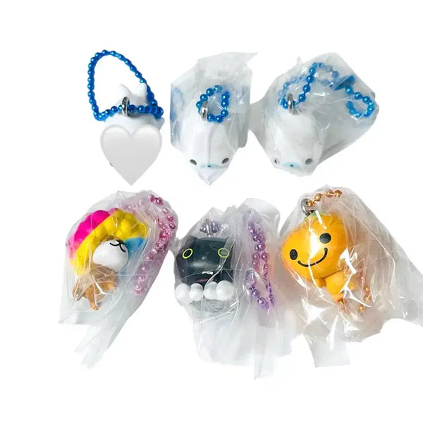 [BUNJANG] San-X Mamegoma, Aphroken, Kutshitananko, Mikan Figure Keyring (Sealed) / [미개봉] 산엑스 유니버스 구미 피규어 키링 마메고마 아프로켄 미캉