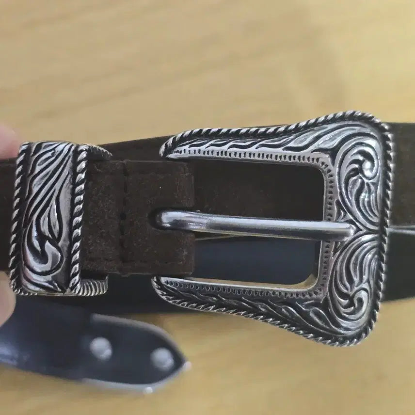 [BUNJANG] Saint Laurent Brown Suede Western Belt / 생로랑 브라운 스웨이드 웨스턴벨트
