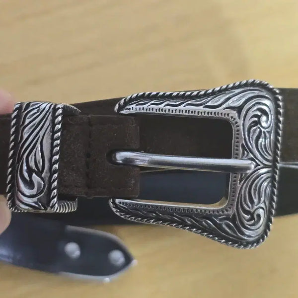 [BUNJANG] Saint Laurent Brown Suede Western Belt / 생로랑 브라운 스웨이드 웨스턴벨트