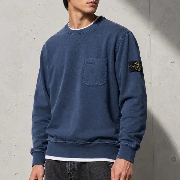 [BUNJANG] Stone Island Garment Dyed Pocket Sweatshirt Navy XL / [정품/FGF] 스톤아일랜드 가먼트다잉 포켓 맨투맨 네이비 XL 105