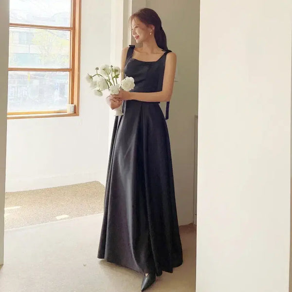 [BUNJANG] Mo Mood Black Sleeveless Self-Wedding Dress Bridal Shower Graduation Photo / 모반디양리본 블랙 셀프웨딩 원피스 민소매 브라이덜샤워 졸업사진 졸사
