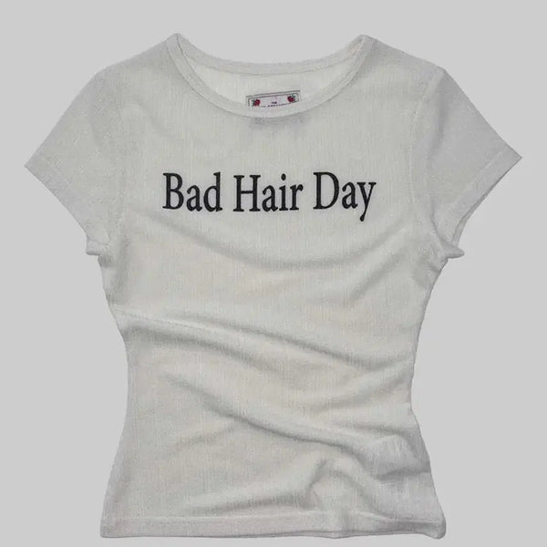 [BUNJANG] Sculptor Bad Hair Day Baby Tee White / 스컬프터 Bad Hair Day Baby Tee White