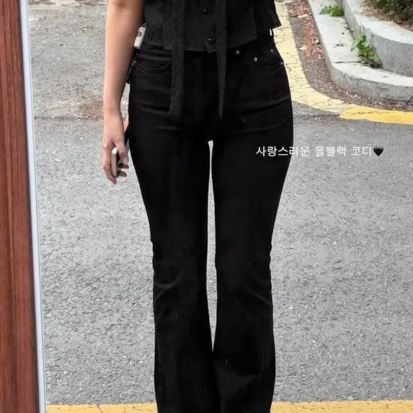 [BUNJANG] SusuHari Black Bootcut Pants (M) / 수수하리 블랙 부츠컷 팬츠 m