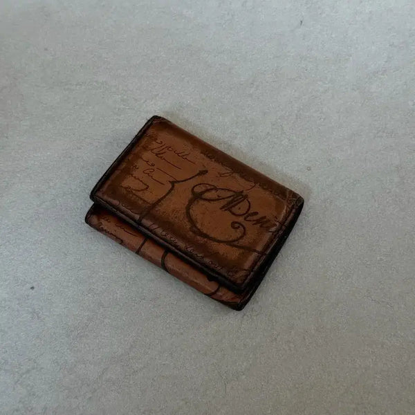 [BUNJANG] Berluti Script Leather Cardholder Brown Patina / 벨루티 카드지갑 스크리트 가죽 브라운 파티나지갑