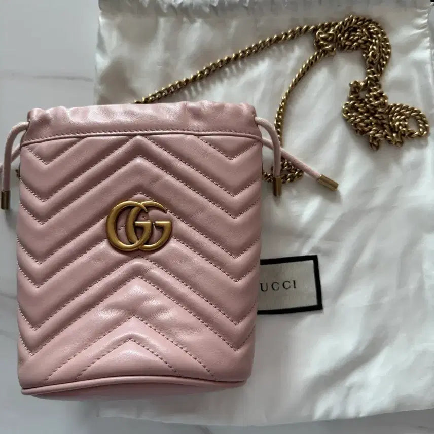 [BUNJANG] Gucci Marmont Bucket Bag Pink / 정품 구찌 마몽 버킷백 핑크