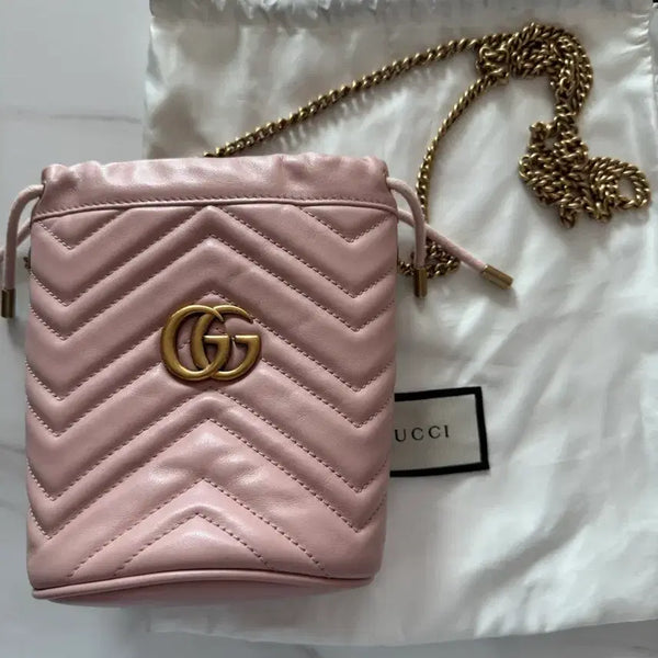 [BUNJANG] Gucci Marmont Bucket Bag Pink / 정품 구찌 마몽 버킷백 핑크