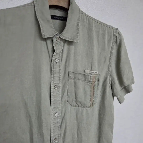 [BUNJANG] Calvin Klein Jeans Men's Linen Short Sleeve Shirt / 캘빈클라인진 남성용 린넨 반팔셔츠