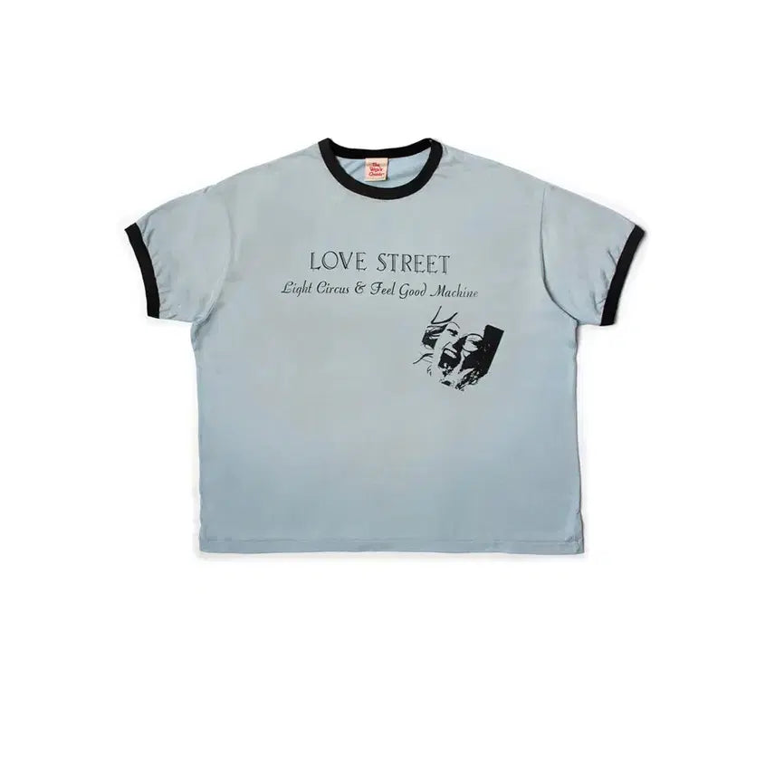 [BUNJANG] RAG'S Love Street Ringer T-Shirt Sky Blue / [2]뤡코즈 러브스트릿 링거티 스카이블루