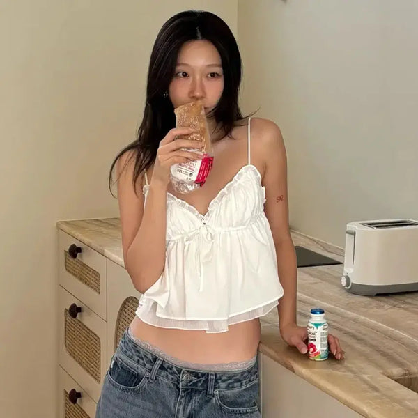 [BUNJANG] Glooney Shirred Crinkle Bustier Top / [미개봉] 글로니 shirred crinkle 블라우스 셔링 크링클