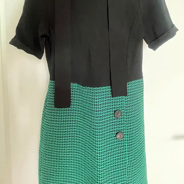 [BUNJANG] Maje Houndstooth Mix-Match Midi Dress / maje 마쥬 원피스 (1사이즈 55)