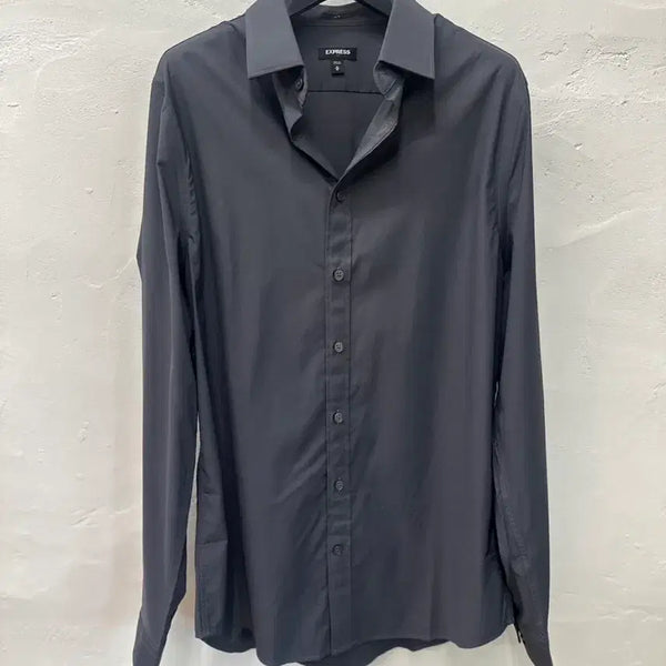 [BUNJANG] Express Men's Long Sleeve Shirt - Dark Grey, Rayon Blend, Size M / 익스프레스 남 셔츠 진그레이/인견혼방/긴팔 M