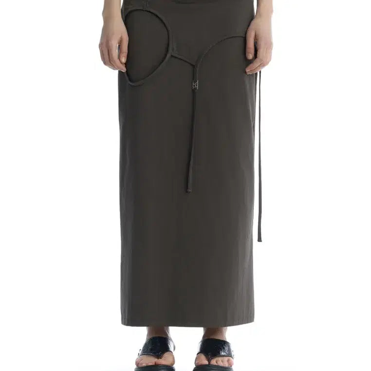 [BUNJANG] Trimingbird Double Layered Strap Maxi Skirt Charcoal Size 1 / 트리밍버드 더블 레이어드 스트랩 맥시 스커트 차콜 1사이즈 treemin