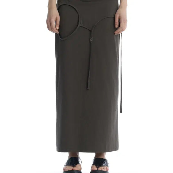 [BUNJANG] Trimingbird Double Layered Strap Maxi Skirt Charcoal Size 1 / 트리밍버드 더블 레이어드 스트랩 맥시 스커트 차콜 1사이즈 treemin