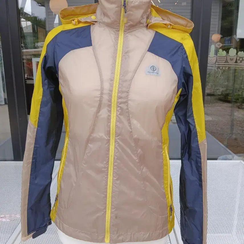 [BUNJANG] Beanpole Women's Windbreaker Jacket Yellow Navy Beige Size 90 / 빈폴 바람막이 옐로우 네이비 베이지 90