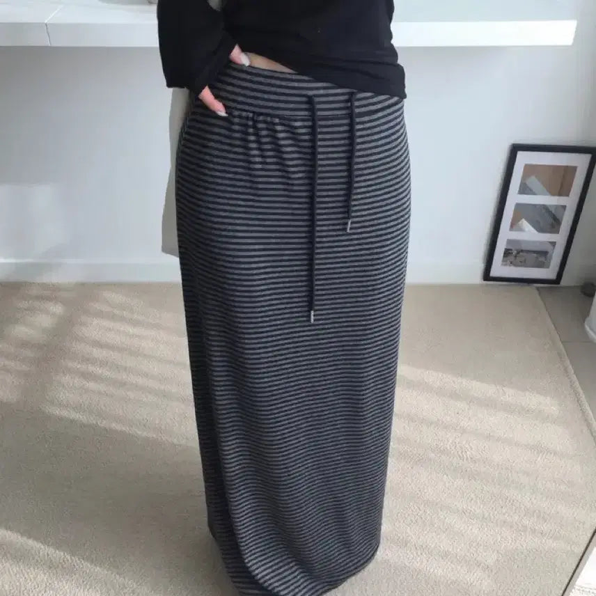[BUNJANG] Glamchu Soft Stripe Maxi Long Skirt / 글램츄 말랑 스트라이프 맥시 롱 스커트
