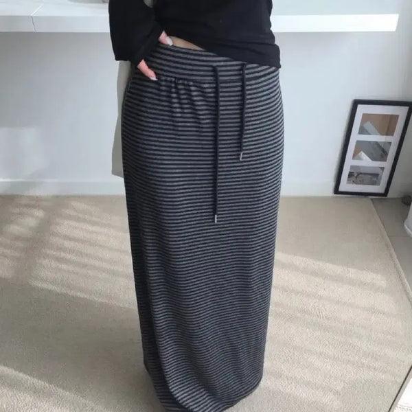 [BUNJANG] Glamchu Soft Stripe Maxi Long Skirt / 글램츄 말랑 스트라이프 맥시 롱 스커트