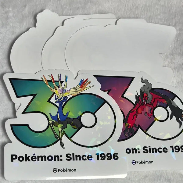 [BUNJANG] Pokemon 30th Anniversary Logo Sticker Set (Xerneas, Yveltal, 3 Random) / 포켓몬 30주년 로고 스티커 제르네아스+이벨타르+랜덤3장 판매합니다.