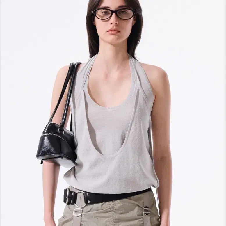 [BUNJANG] Matinkim Grey Knit Halterneck Sleeveless Top S / 마뗑킴 그레이 니트 홀터넥 나시 S (새상품) 정가:16.8만