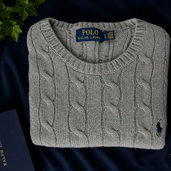 [BUNJANG] Polo Ralph Lauren Cable Knit Sweater Grey S / 폴로 랄프로렌 케이블 니트 그레이 S