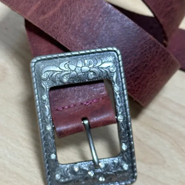 [BUNJANG] Vintage Antique Buckle Leather Belt / 빈티지 앤틱 버클 가죽 벨트