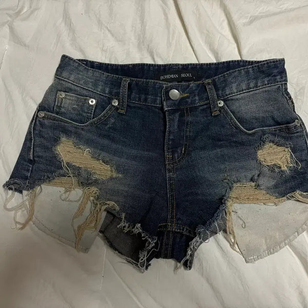 [BUNJANG] Bohemian Seoul Low Rise Denim Shorts Dark Blue S / 보헤미안서울 로우라이즈 데님 쇼츠 S 진청