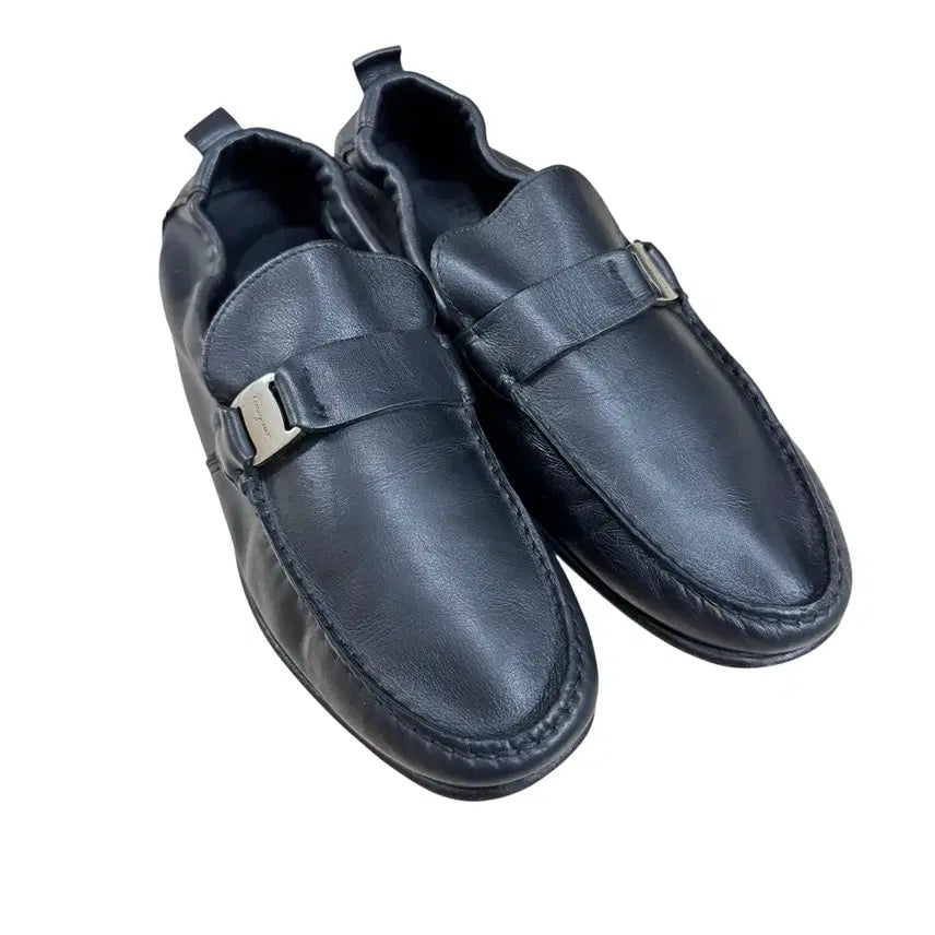 [BUNJANG] Salvatore Ferragamo Gancini Leather Loafers Black 9EEE / 페라가모 간치니 가죽 로퍼 블랙 블랙 9EEE