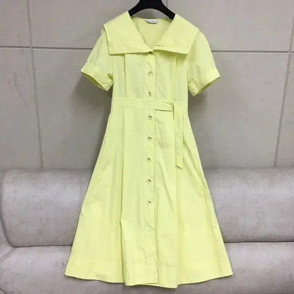 [BUNJANG] JIGOTT Yellow Sailor Collar Long Dress / JJ JIGOTT 지고트 옐로우 세일러 카라 롱원피스