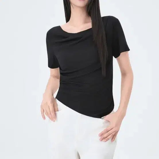 [BUNJANG] MISO Cowl Neck Short Sleeve T-Shirt / 미쏘 카울넥 반팔 티셔츠 M