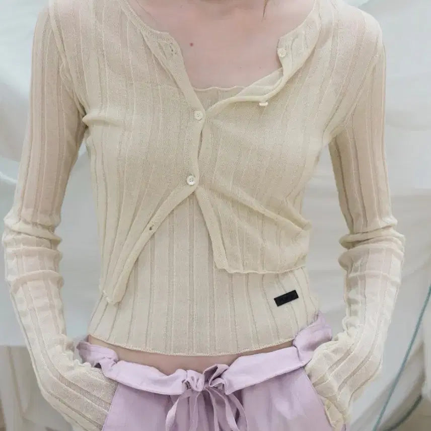 [BUNJANG] Poeto Pleats Cardigan Set Cream Yellow / 포에토 Pleats 가디건세트 크림옐로우