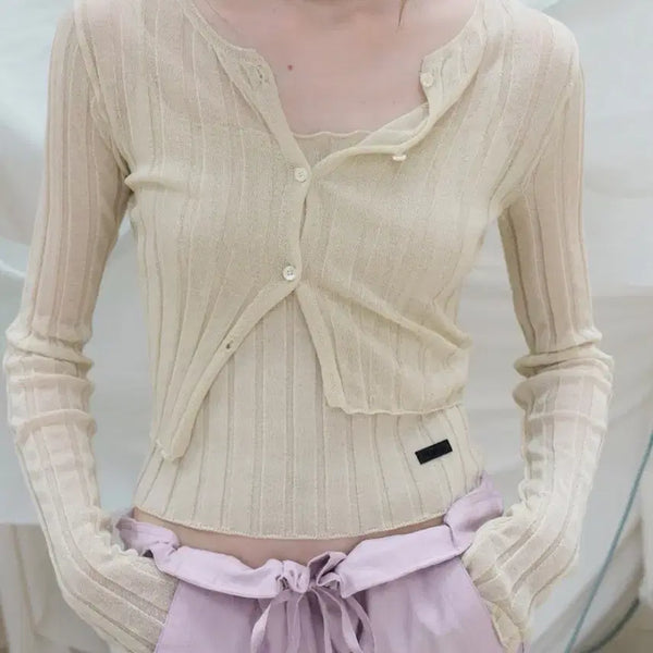 [BUNJANG] Poeto Pleats Cardigan Set Cream Yellow / 포에토 Pleats 가디건세트 크림옐로우