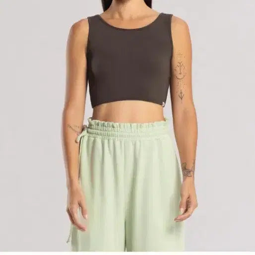 [BUNJANG] BoodiMudda Turn Crop Top (Light Gray) / 부디무드라 턴크롭탑
