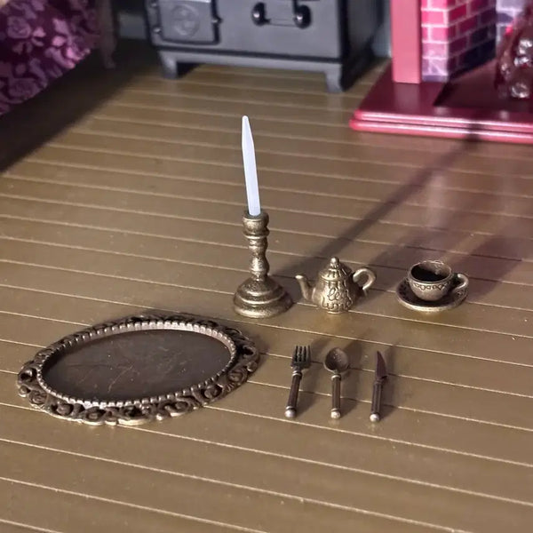 [BUNJANG] Miniature Antique Candlestick Teapot Set / 미니어처 앤틱 양초 스탠드 티팟 세트