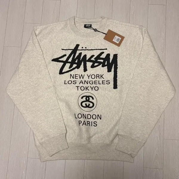 [BUNJANG] Stussy World Tour Crewneck Ash Heather M / 스투시 월드투어 크루넥 애쉬헤더 M 사이즈 (새상품)
