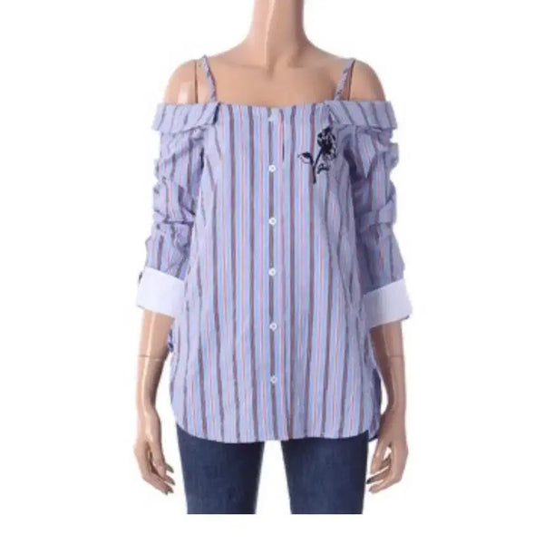 [BUNJANG] Guess Women's Off-Shoulder Embroidered Shirt (S) / 게스 여성 수지수지 오프숄더 자수셔츠 S 새제품