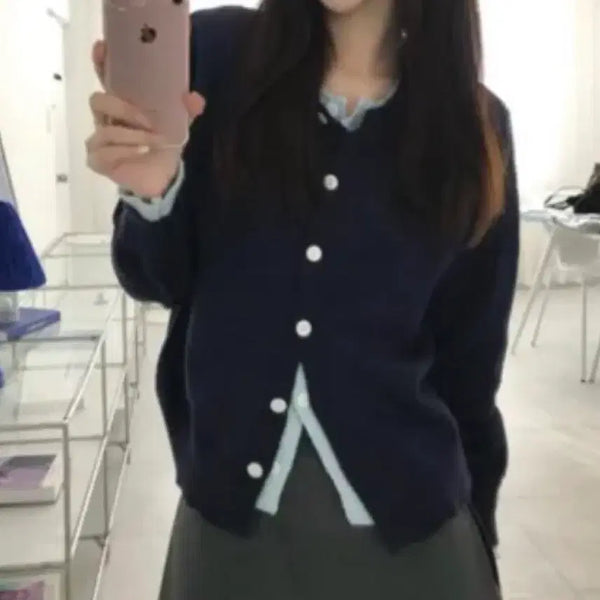 [BUNJANG] Layered Integrated Knit Cardigan / 레이어드 일체형 니트 가디건