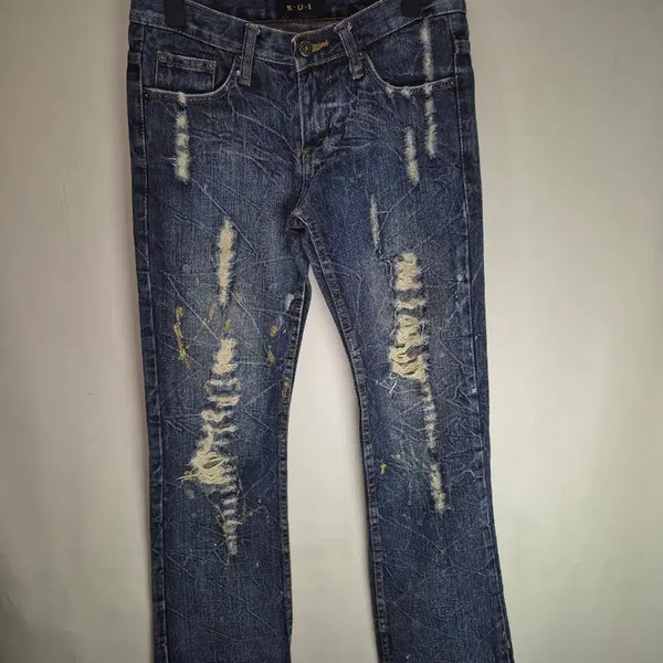 [BUNJANG] N.U.I Washed Denim Jeans with Rip Detail (Size 28) / N.U.I 새상품 찢청 워싱 데미지 28 새옷