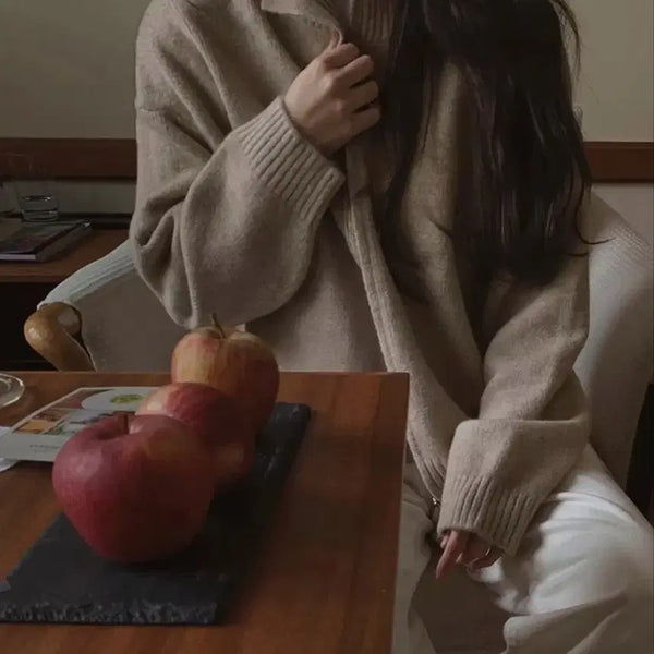 [BUNJANG] Slowand Beige Knit Zip-Up / 슬로우앤드 베이지 니트집업