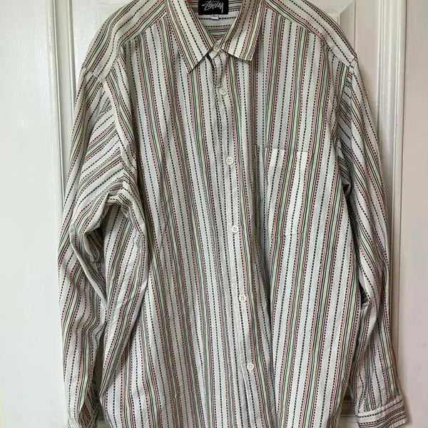[BUNJANG] 80s Stussy USA Made Striped Pattern Shirt / 80s Stussy 셔츠