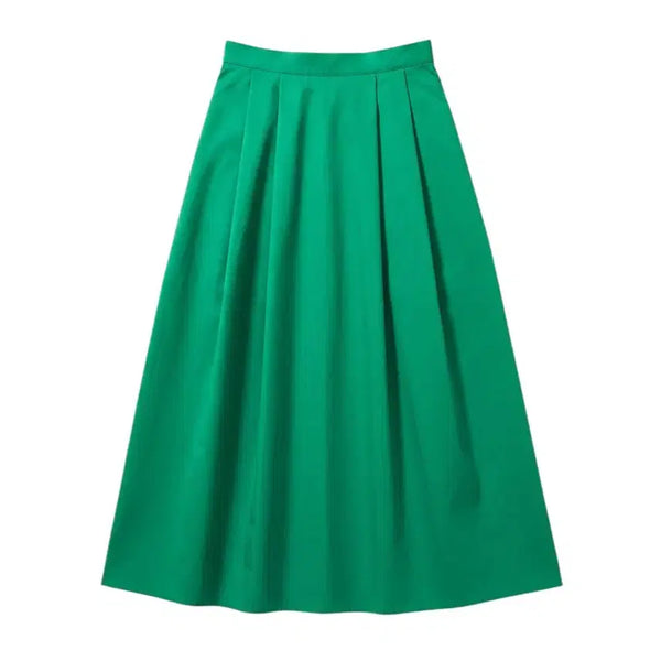 [BUNJANG] BEST U Women's Green Pintuck Skirt / 여성F/ BEST U 그린 핀턱 스커트
