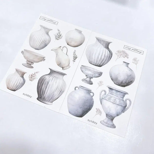 [BUNJANG] Ceramic Paper Stickers - Set of 2 / 도자기 모조지 스티커 2종