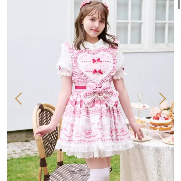 [BUNJANG] LIZ LISA Sweet Gingham Tearoom Dress Red / 리즈리사 스윗 깅엄 티룸 원피스 레드(로리타 서브컬쳐 양산형 디마럽 마즈 시허니 로지타 섭컬 하라주쿠 양지뢰 지뢰계 딤모아르 레플렘)
