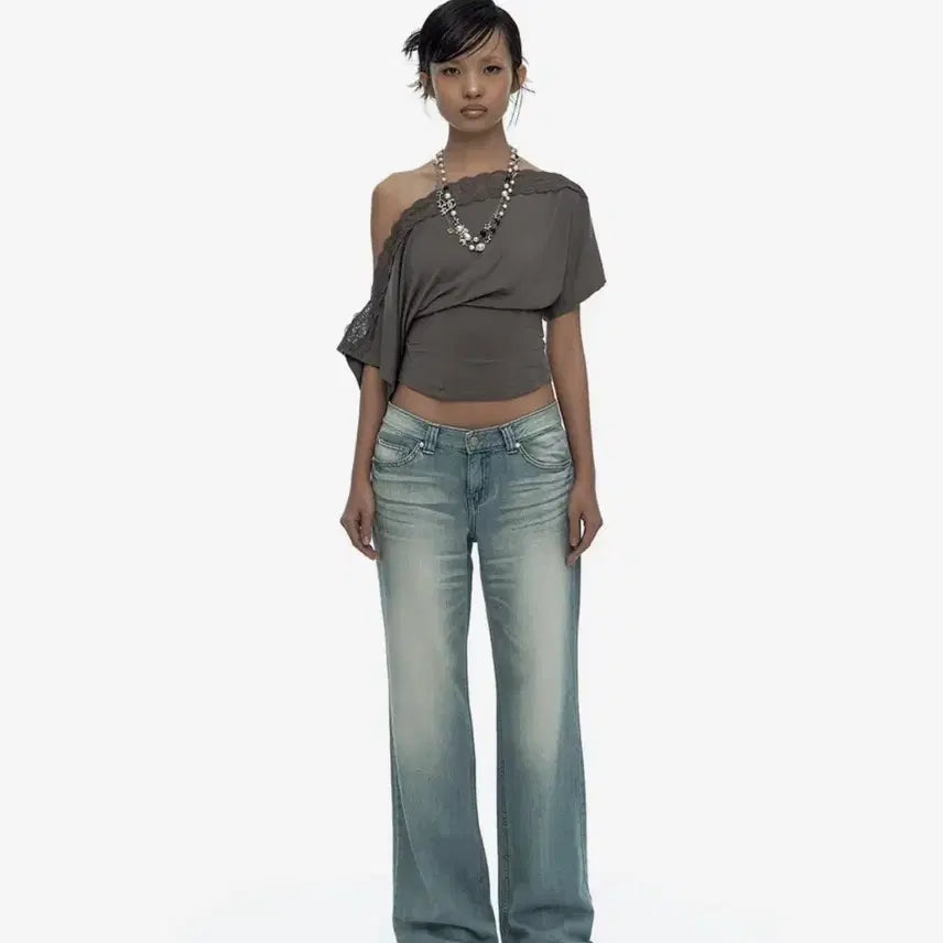 [BUNJANG] Casico Hotfix Denim Jeans (Light Blue, Size S) / 카시코 핫픽스 데님 s