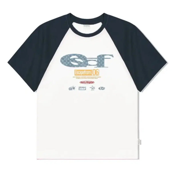 [BUNJANG] Escapfrom Star Denim ESCF Logo Raglan T-Shirt Navy / 이스케이프프롬 반팔 M