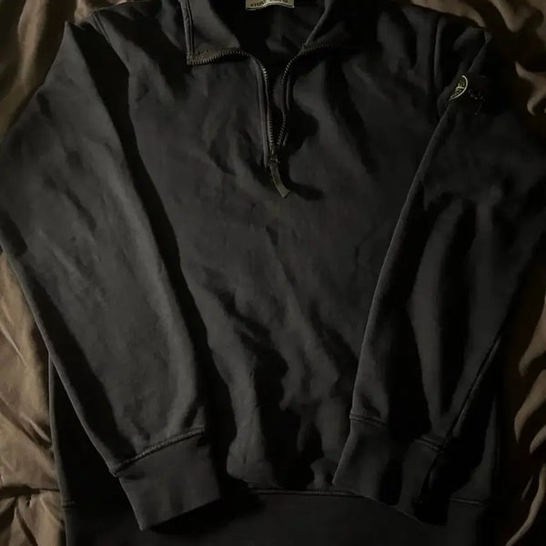 [BUNJANG] Stone Island Half-Zip Sweatshirt - Dark Grey (Size S) / 스톤아일랜드 반집업 맨투맨 S