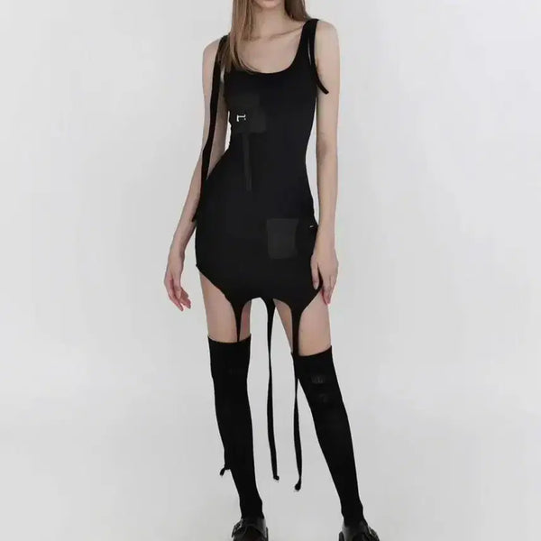 [BUNJANG] BAD BLOOD Jersey Garter Tank Dress Black / 배드블러드 저지 가터 탱크 드레스