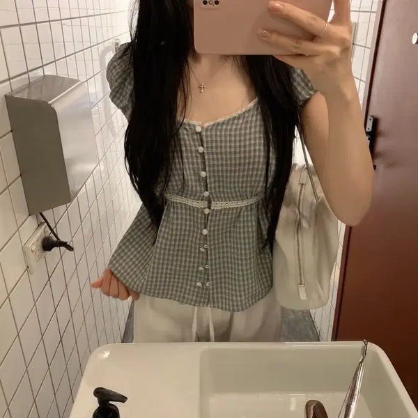 [BUNJANG] Leeds Judy Puff Blouse / 리즈 leeds judy puff blouse 주디 퍼프 블라우스 체크