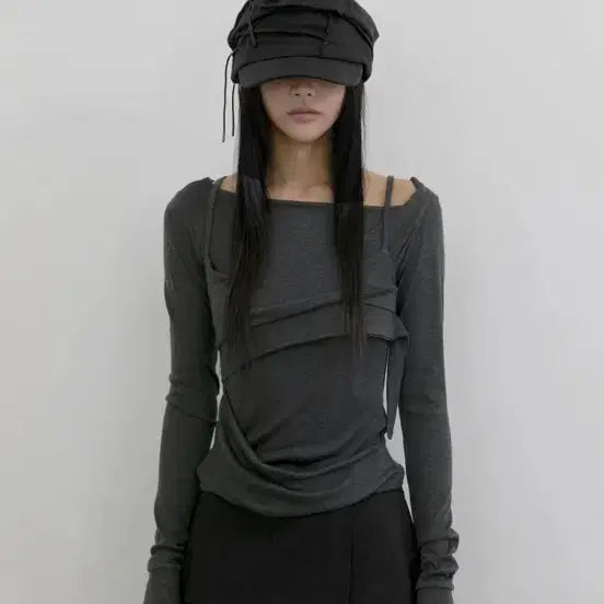 [BUNJANG] Flare Up Layered Bustier Long Sleeve / 플레어업 레이어드 뷔스티에 롱슬리브