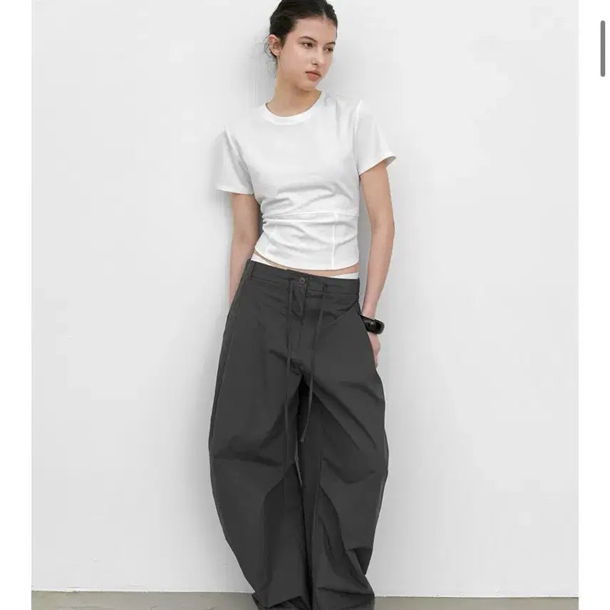 [BUNJANG] Atelier Nine Novella Slim Line T-Shirt (White, Gray) / <일택포가>아틀리에나인 노벨라 슬림 라인 티셔츠(화이트, 그레이
